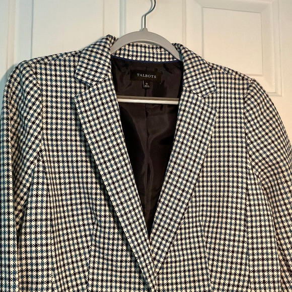 Talbots Blue and Ivory Plaid Blazer - Picture 1 of 13